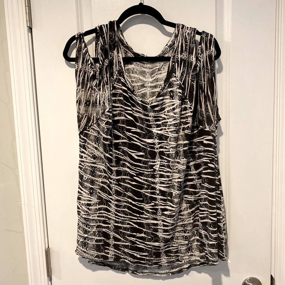Apt. 9 Zebra Print Cold Shoulder Top Blouse Shirt… - image 1